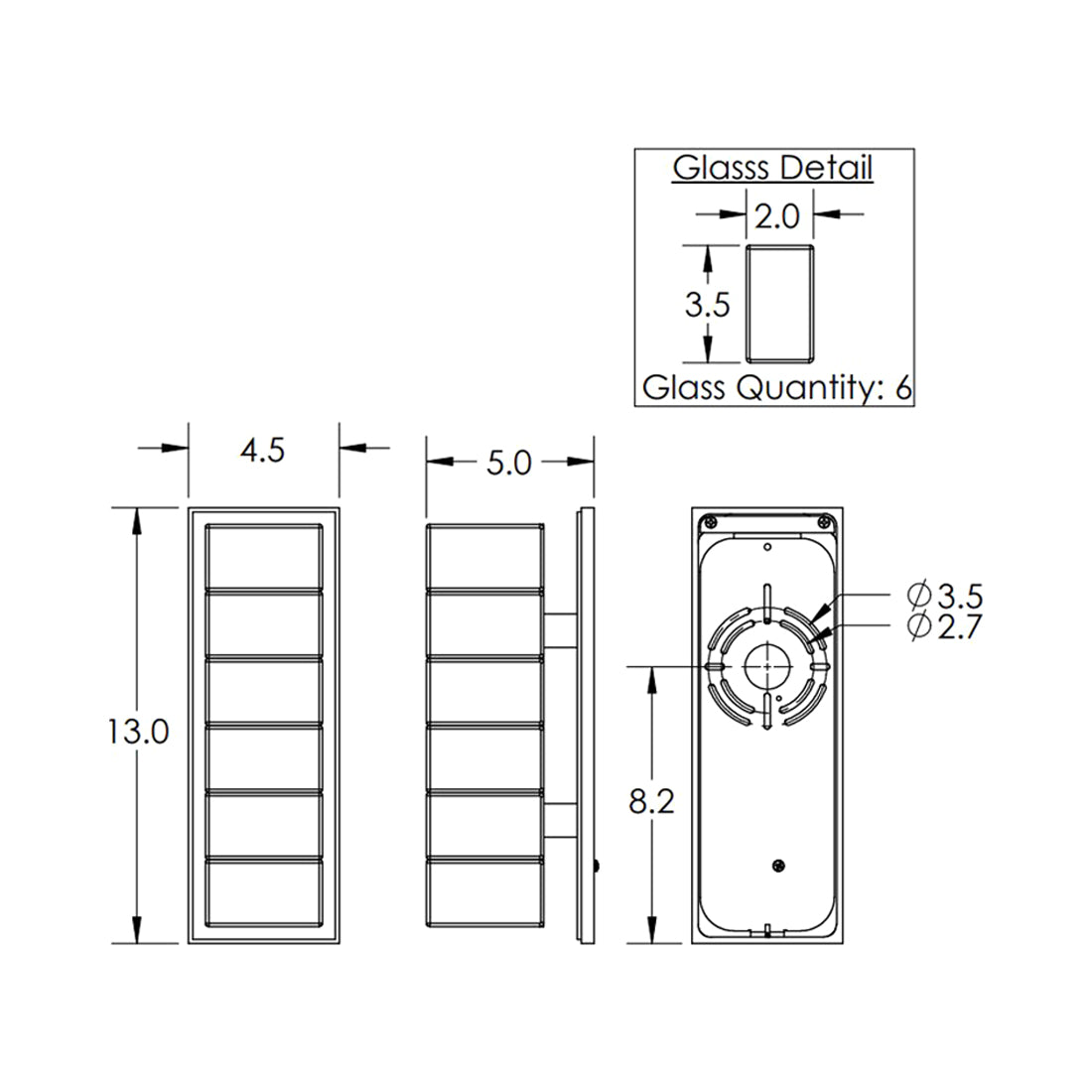 Asscher Wall Light - line drawing.