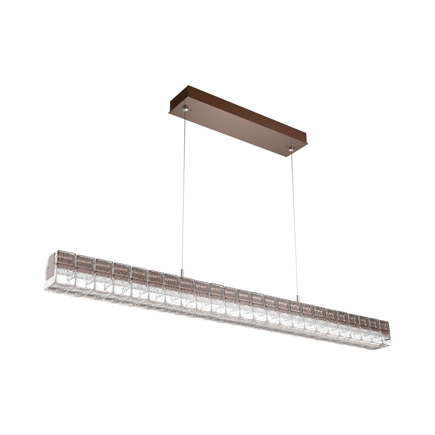 Asscher Linear LED Pendant Light in Burnished Bronze.