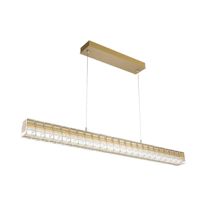 Asscher Linear LED Pendant Light in Gilded Brass.