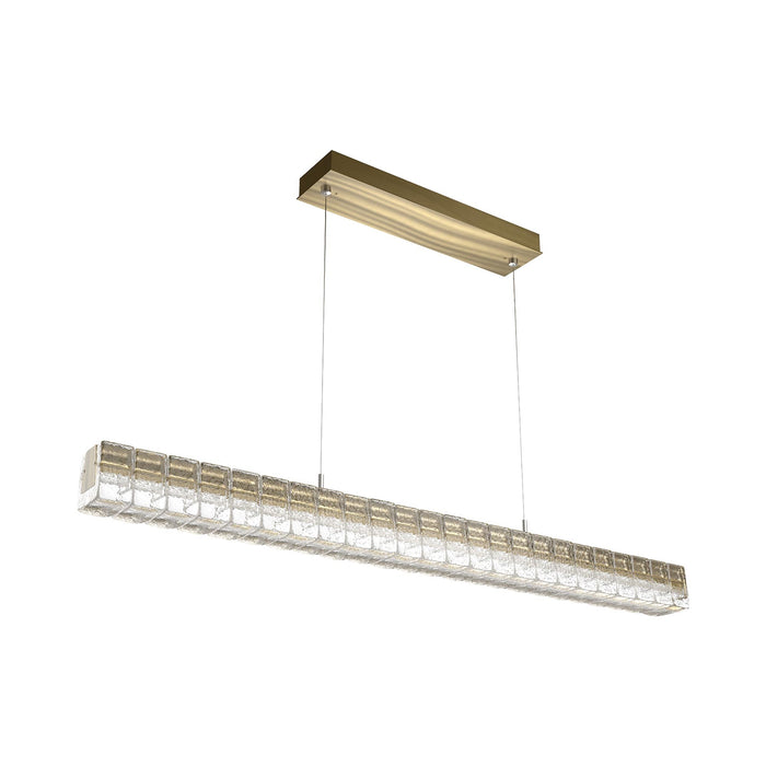 Asscher Linear LED Pendant Light in Heritage Brass.