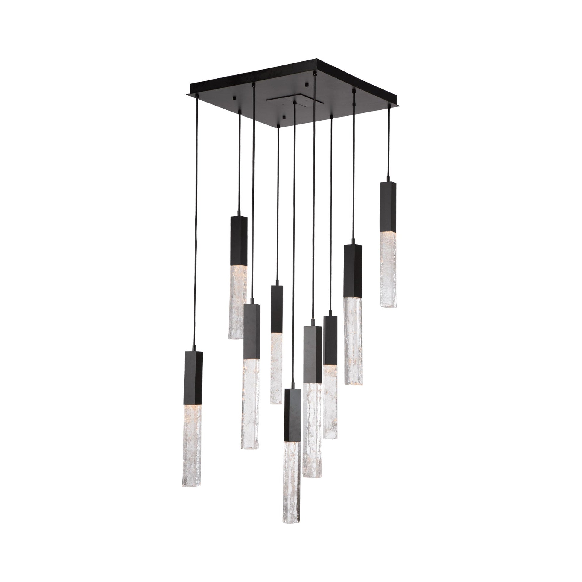 Axis LED Multi Light Pendant Light in Matte Black (9-Light).
