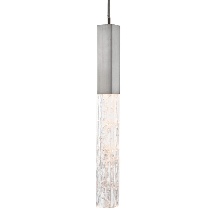 Axis LED Pendant Light in Satin Nickel.