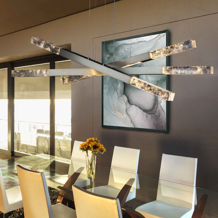 Axis Moda Triple LED Linear Pendant Light in dining room.