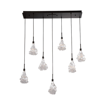 Blossom LED Linear Multi Light Pendant Light in Matte Black (7-Light).