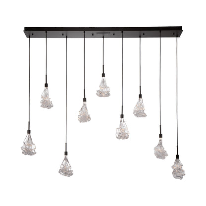 Blossom LED Linear Multi Light Pendant Light in Matte Black (9-Light).