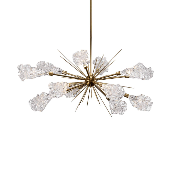 Blossom Oval Starburst LED Chandelier in Heritage Brass.