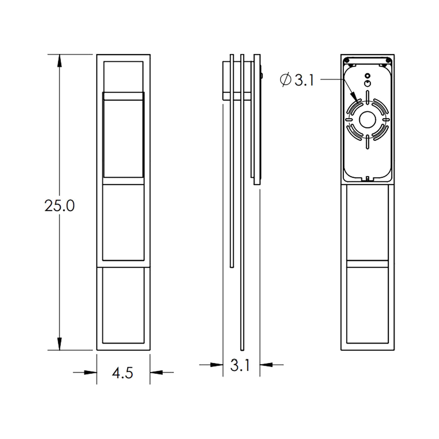 Cascade Outdoor Wall Light - line drawing.