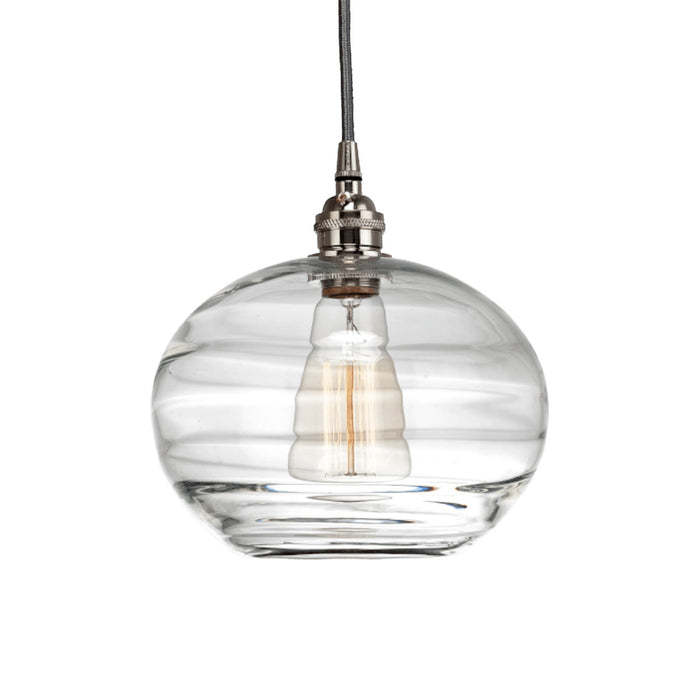 Coppa Pendant Light in Metallic Beige Silver/Clear Glass.