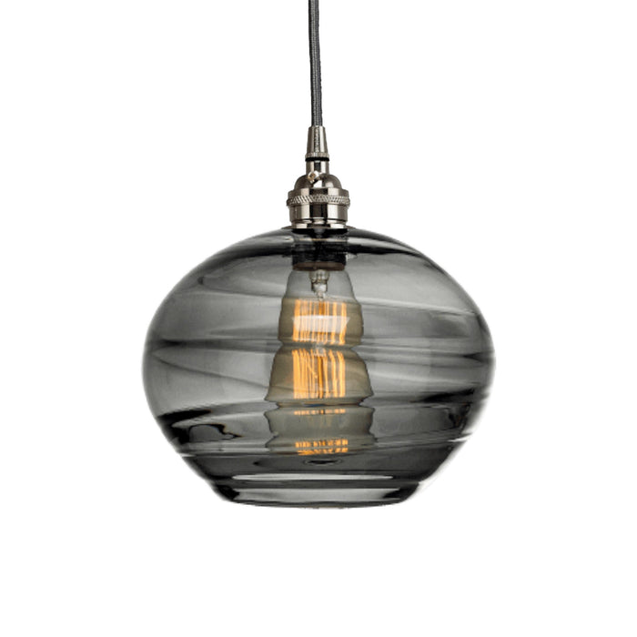 Coppa Pendant Light in Metallic Beige Silver/Smoke Glass.