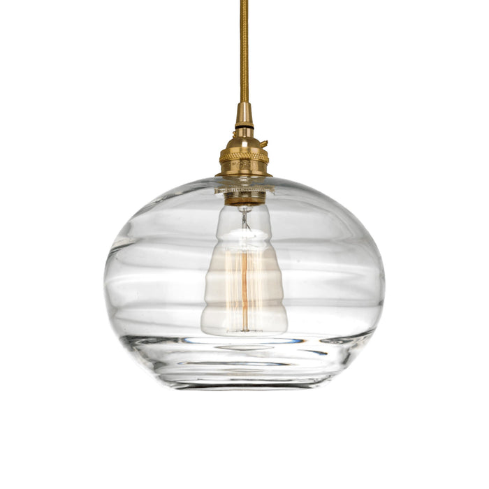 Coppa Pendant Light in Gilded Brass/Clear Glass.