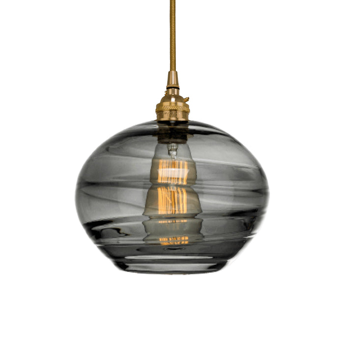 Coppa Pendant Light in Gilded Brass/Smoke Glass.