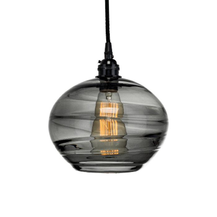 Coppa Pendant Light in Matte Black/Smoke Glass.