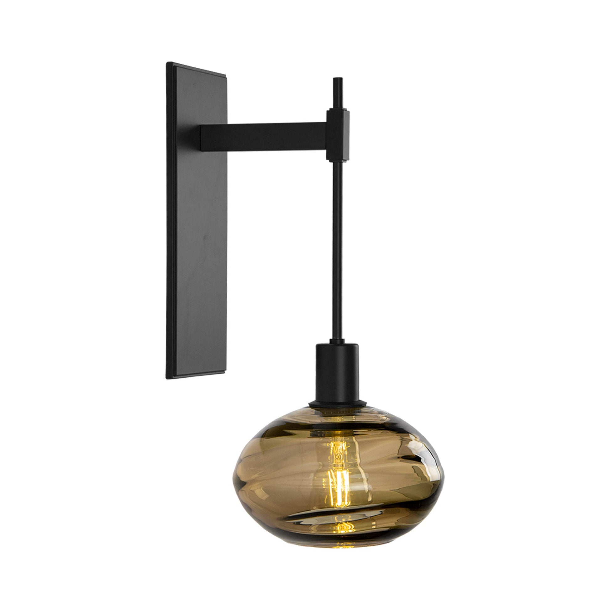 Coppa Tempo Wall Light in Matte Black/Bronze Glass.