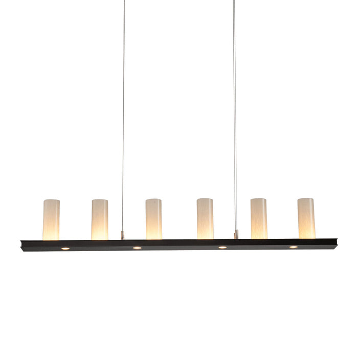 Corona LED Linear Pendant Light in Matte Black/Light Glass.