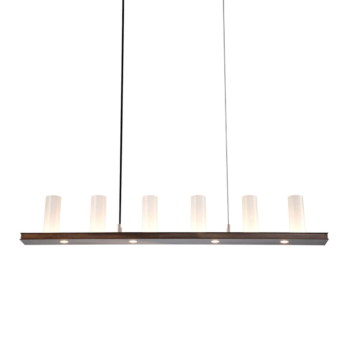 Corona LED Linear Pendant Light in Oil Rubbed Bronze/Frosted Seeded Glass.