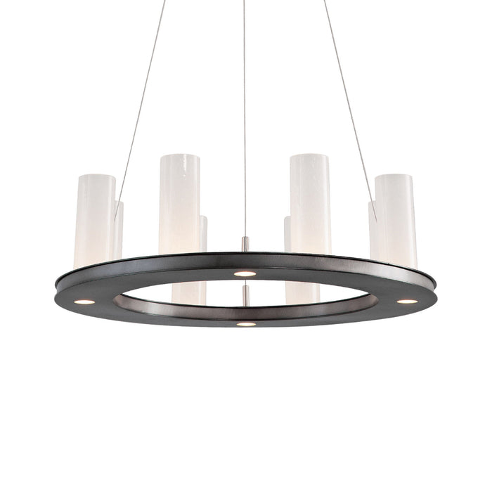 Corona Ring LED Chandelier in Gunmetal/Frosted Seeded (23-Inch).