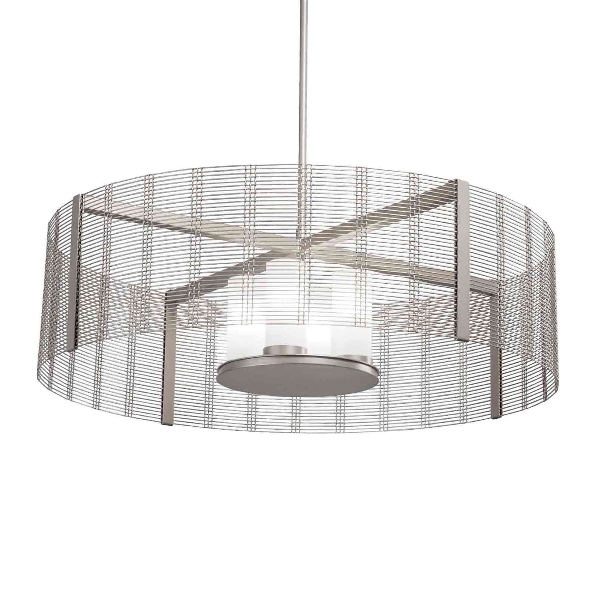 Downtown Mesh Drum Pendant Light in Metallic Beige (38.4-Inch).