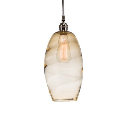 Ellisse Pendant Light in Metallic Beige Silver/Optic Blown Glass - Amber.