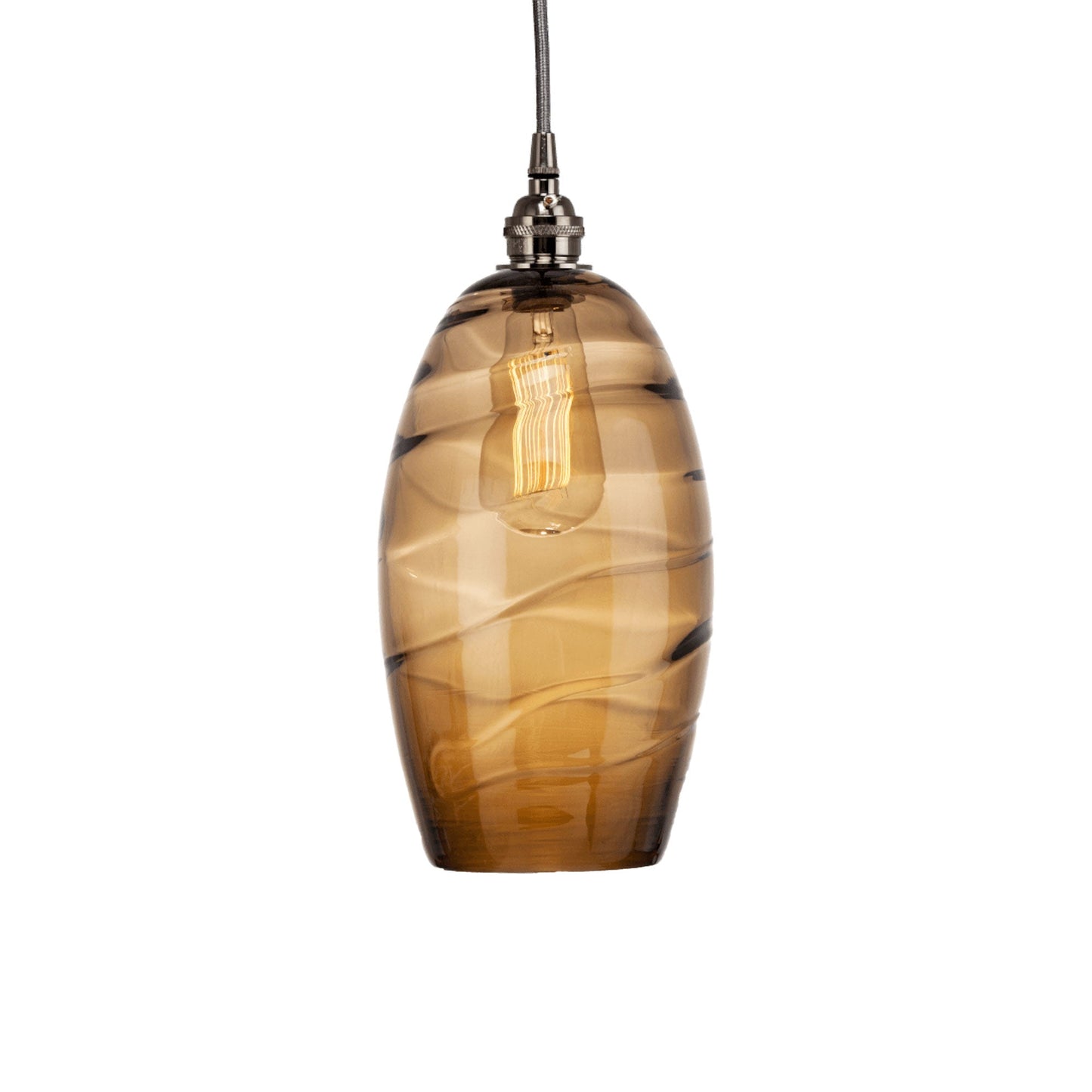 Ellisse Pendant Light in Metallic Beige Silver/Optic Blown Glass - Bronze.