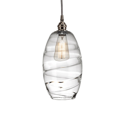 Ellisse Pendant Light in Metallic Beige Silver/Optic Blown Glass - Clear.