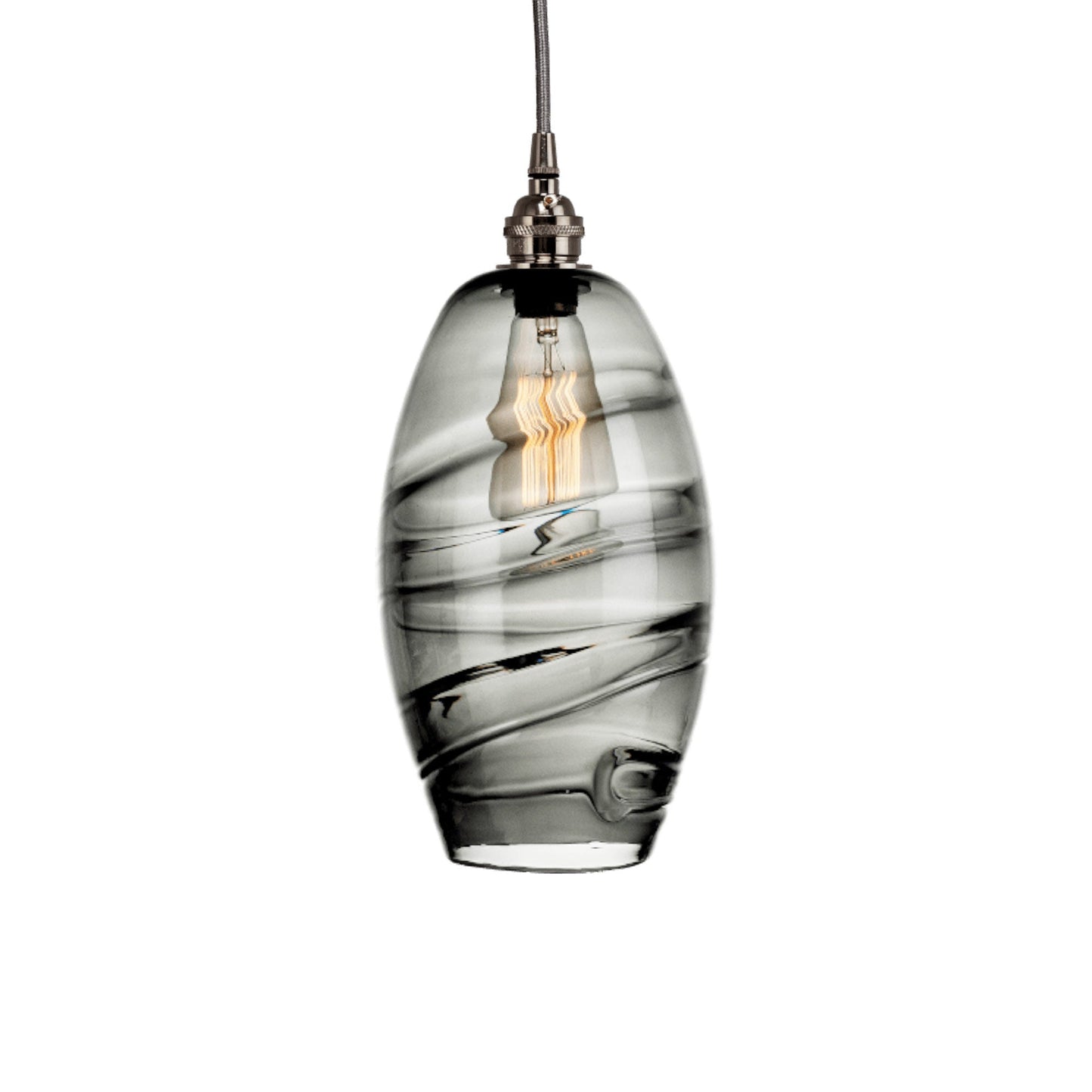 Ellisse Pendant Light in Metallic Beige Silver/Optic Blown Glass - Smoke.