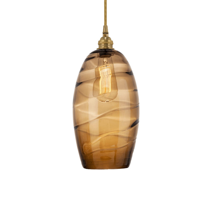 Ellisse Pendant Light in Gilded Brass/Optic Blown Glass - Bronze.