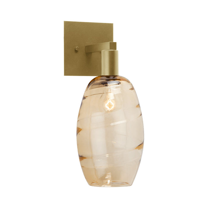 Ellisse Wall Light in Gilded Brass/Optic Blown Glass - Amber.