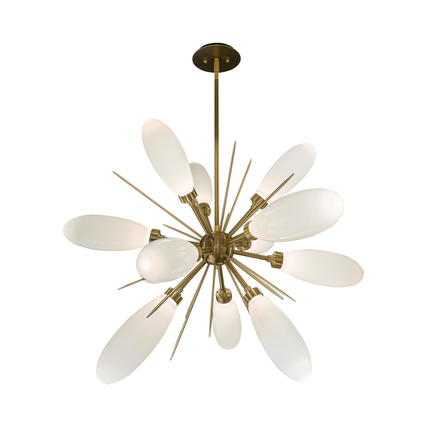 Fiori Starburst LED Chandelier in Heritage Brass.