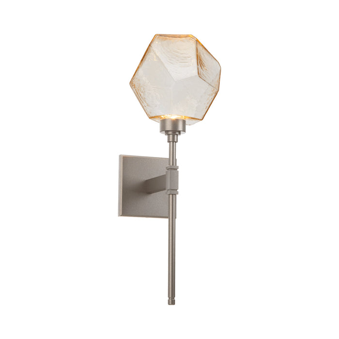 Gem Belvedere LED Wall Light in Metallic Beige Silver/Amber Glass.