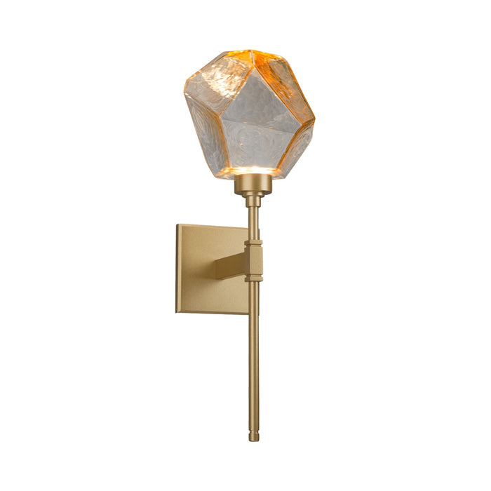 Gem Belvedere LED Wall Light in Gilded Brass/Amber Glass.