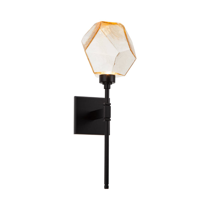 Gem Belvedere LED Wall Light in Matte Black/Amber Glass.