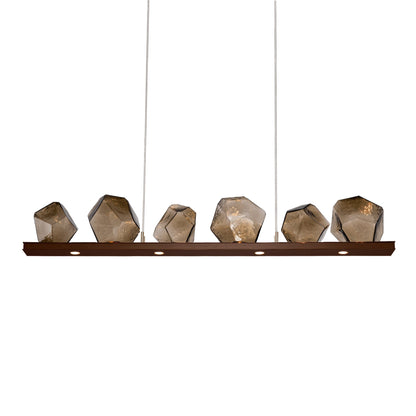 Gem Bezel LED Linear Pendant Light in Flat Bronze/Bronze Glass (44-Inch).