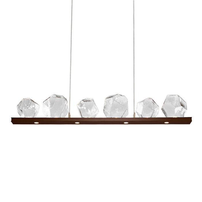 Gem Bezel LED Linear Pendant Light in Flat Bronze/Clear Glass (44-Inch).