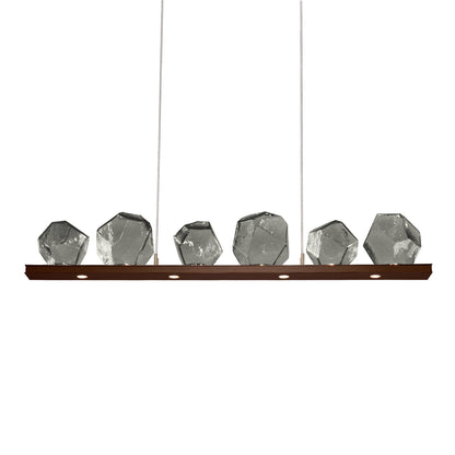 Gem Bezel LED Linear Pendant Light in Flat Bronze/Smoke Glass (44-Inch).