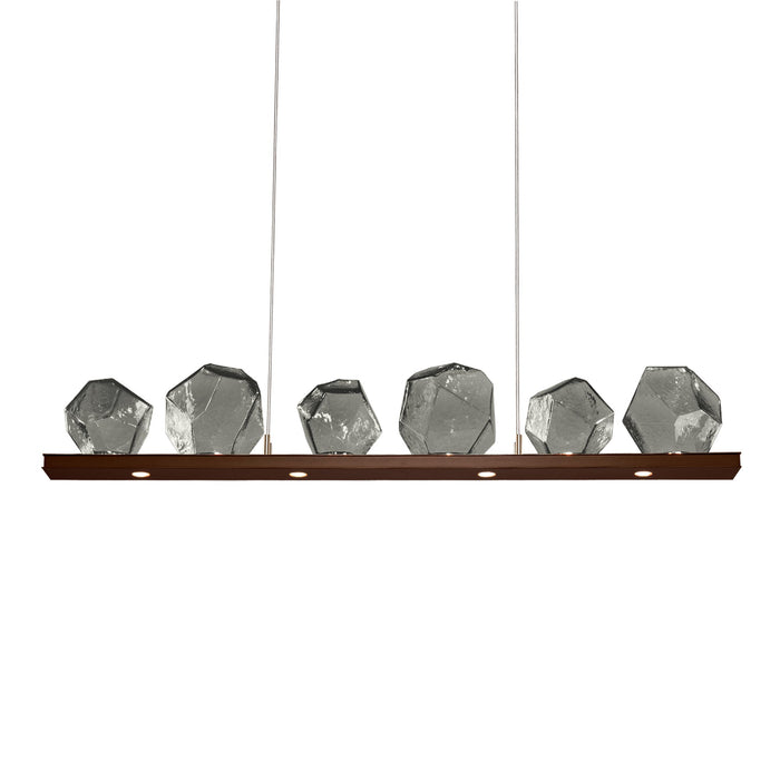 Gem Bezel LED Linear Pendant Light in Flat Bronze/Smoke Glass (44-Inch).