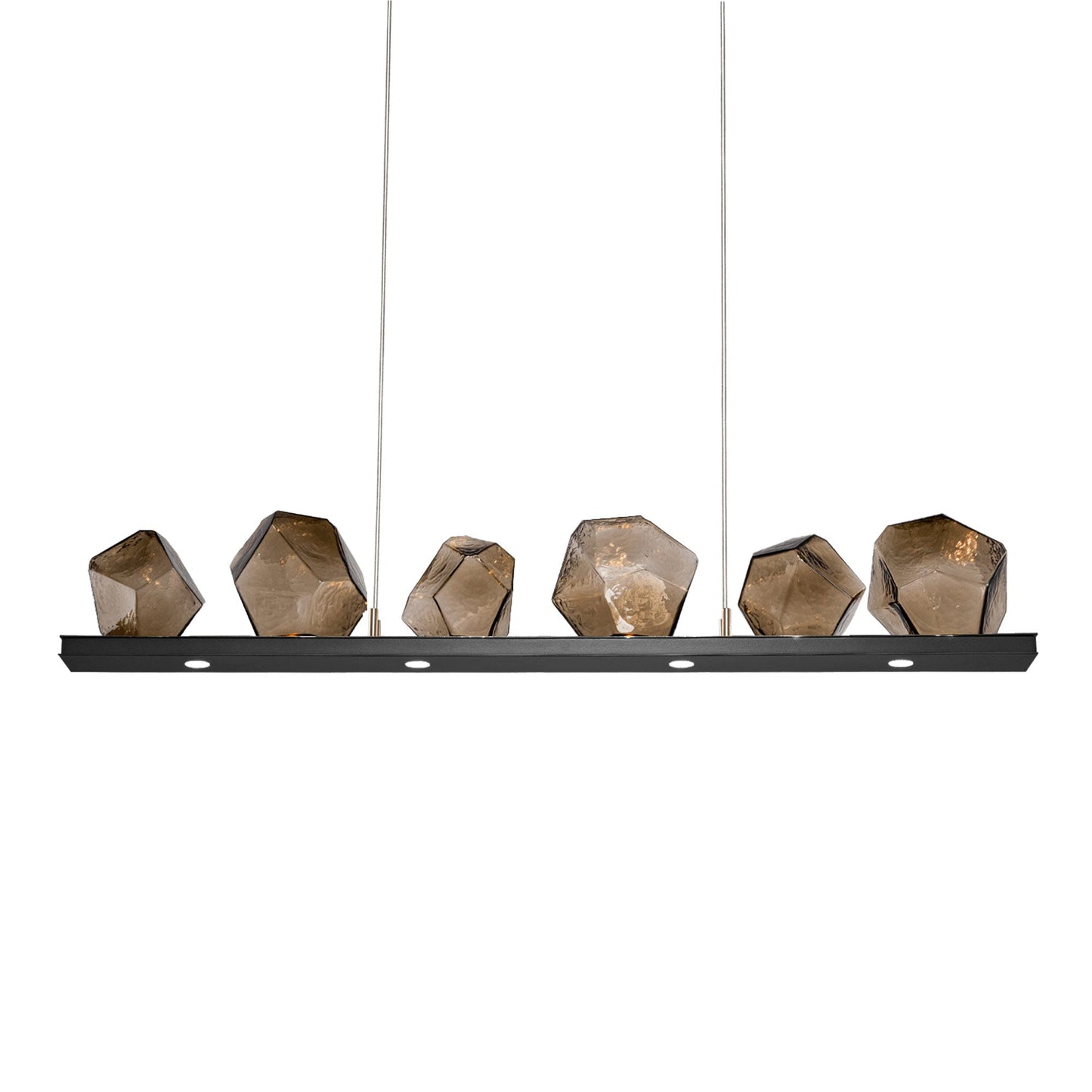 Gem Bezel LED Linear Pendant Light in Gunmetal/Bronze Glass (44-Inch).