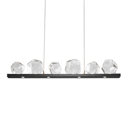 Gem Bezel LED Linear Pendant Light in Gunmetal/Clear Glass (44-Inch).