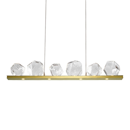 Gem Bezel LED Linear Pendant Light in Heritage Brass/Clear Glass (44-Inch).