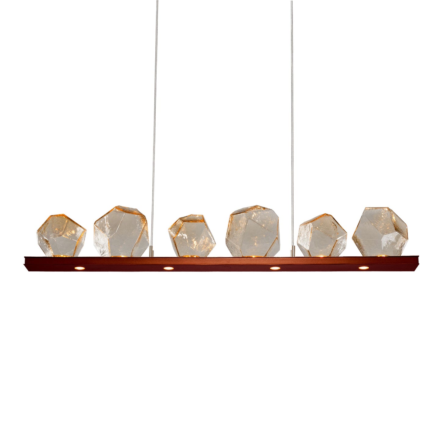 Gem Bezel LED Linear Pendant Light in Oil Rubbed Bronze/Amber Glass (44-Inch).