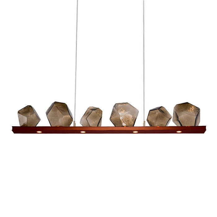 Gem Bezel LED Linear Pendant Light in Oil Rubbed Bronze/Bronze Glass (44-Inch).