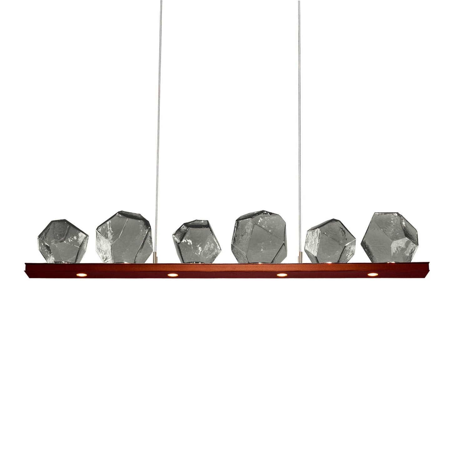 Gem Bezel LED Linear Pendant Light in Oil Rubbed Bronze/Smoke Glass (44-Inch).