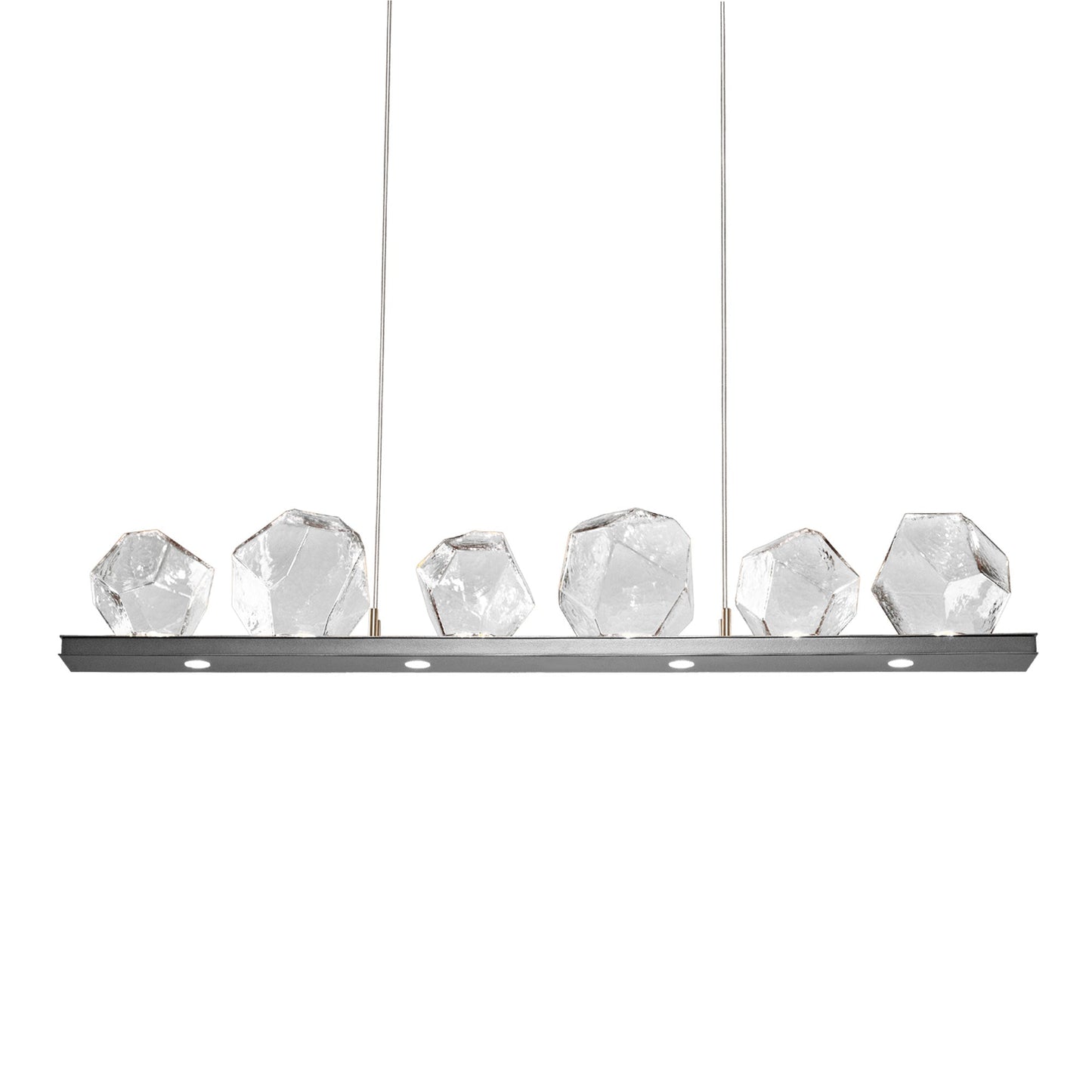 Gem Bezel LED Linear Pendant Light in Satin Nickel/Clear Glass (44-Inch).