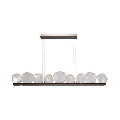 Gem Bezel LED Linear Pendant Light in Flat Bronze/Clear Glass (59-Inch).