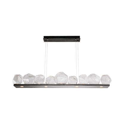 Gem Bezel LED Linear Pendant Light in Gunmetal/Clear Glass (59-Inch).