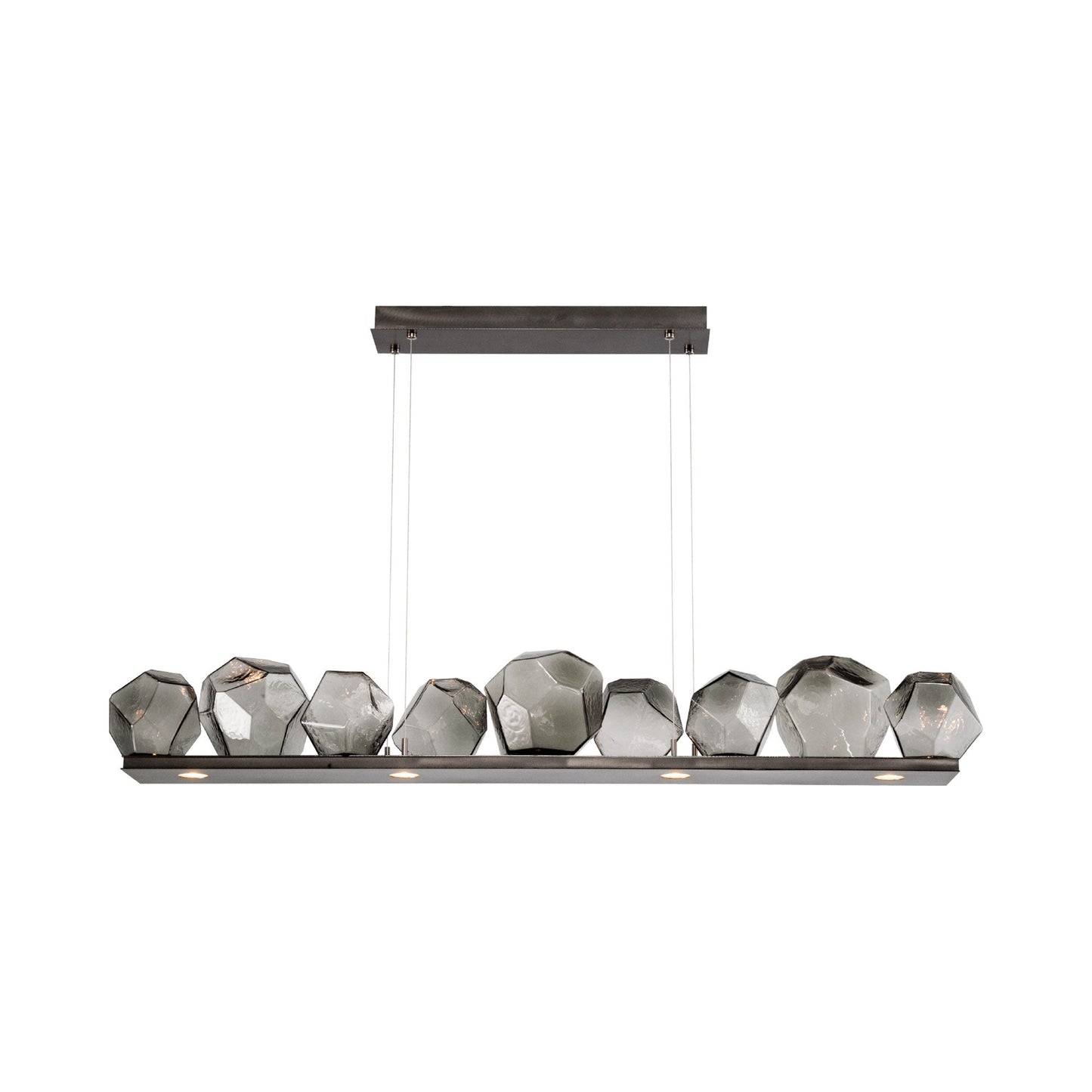 Gem Bezel LED Linear Pendant Light in Gunmetal/Smoke Glass (59-Inch).