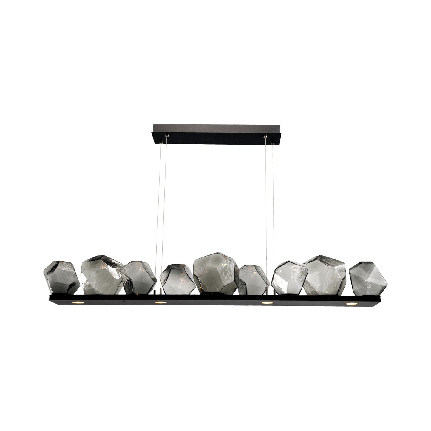 Gem Bezel LED Linear Pendant Light in Matte Black/Smoke Glass (59-Inch).