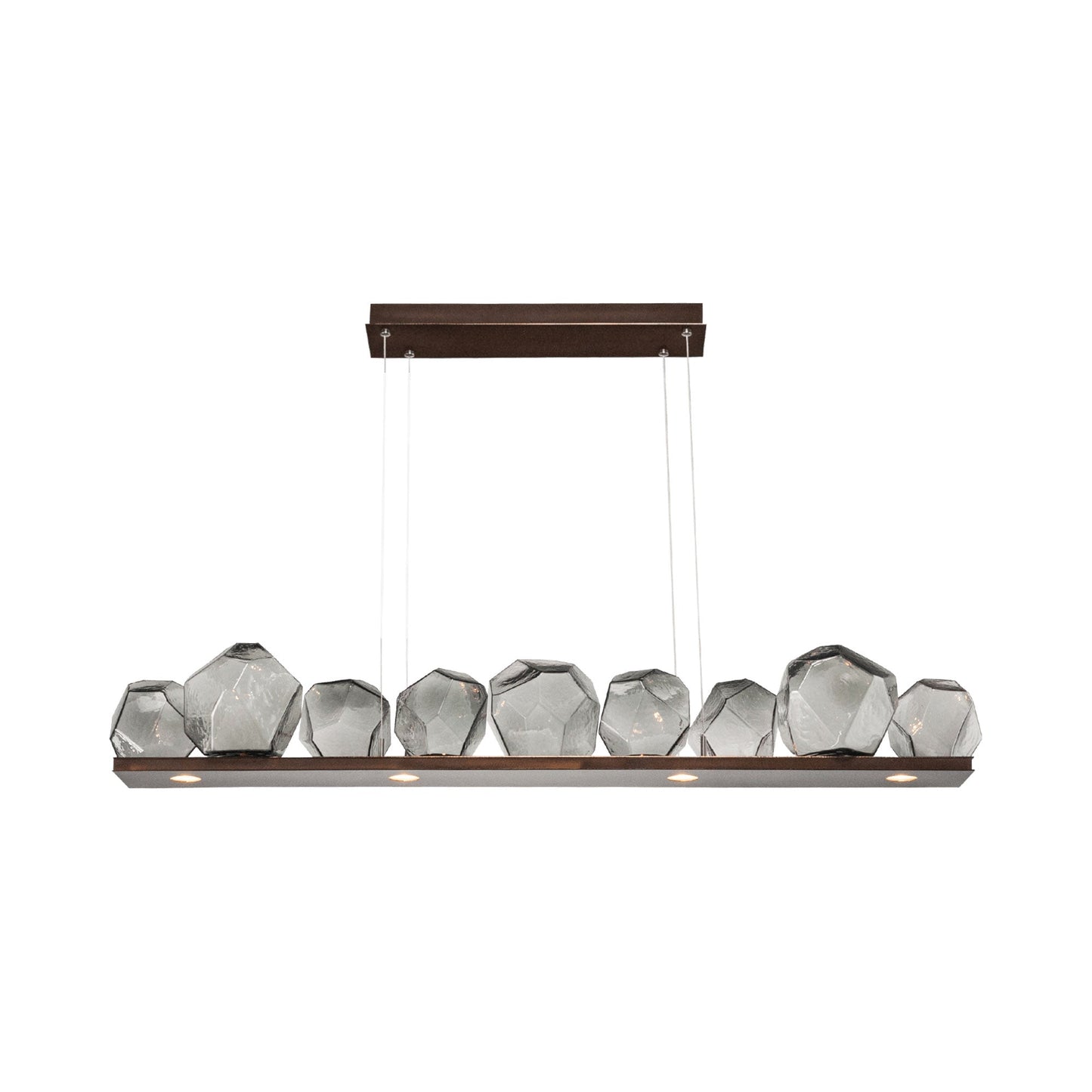 Gem Bezel LED Linear Pendant Light in Oil Rubbed Bronze/Smoke Glass (59-Inch).