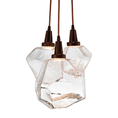 Gem Cluster LED Pendant Light in Flat Bronze/Clear Glass (3-Light).