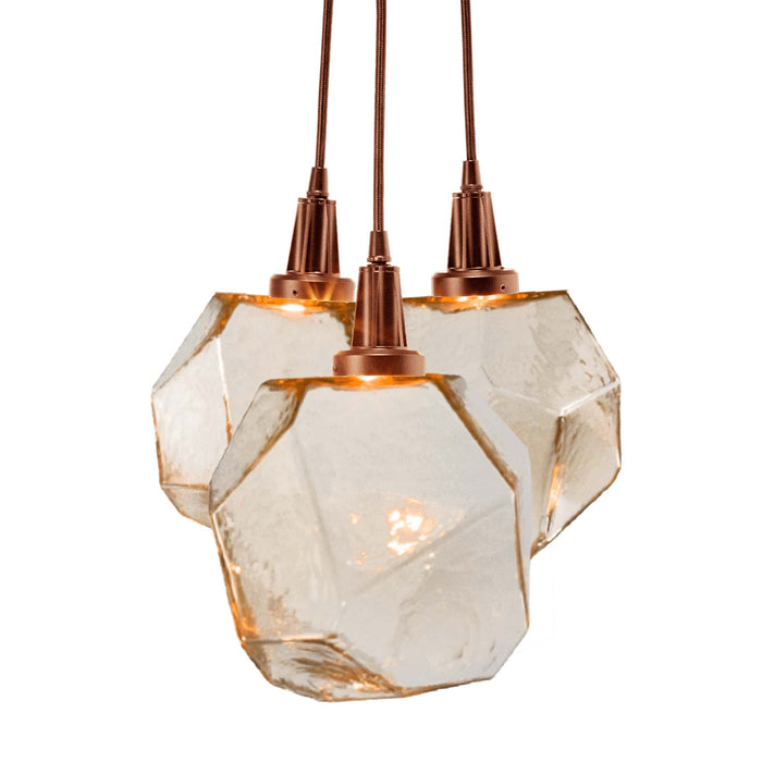Gem Cluster LED Pendant Light in Oil Rubbed Bronze/Amber Glass (3-Light).