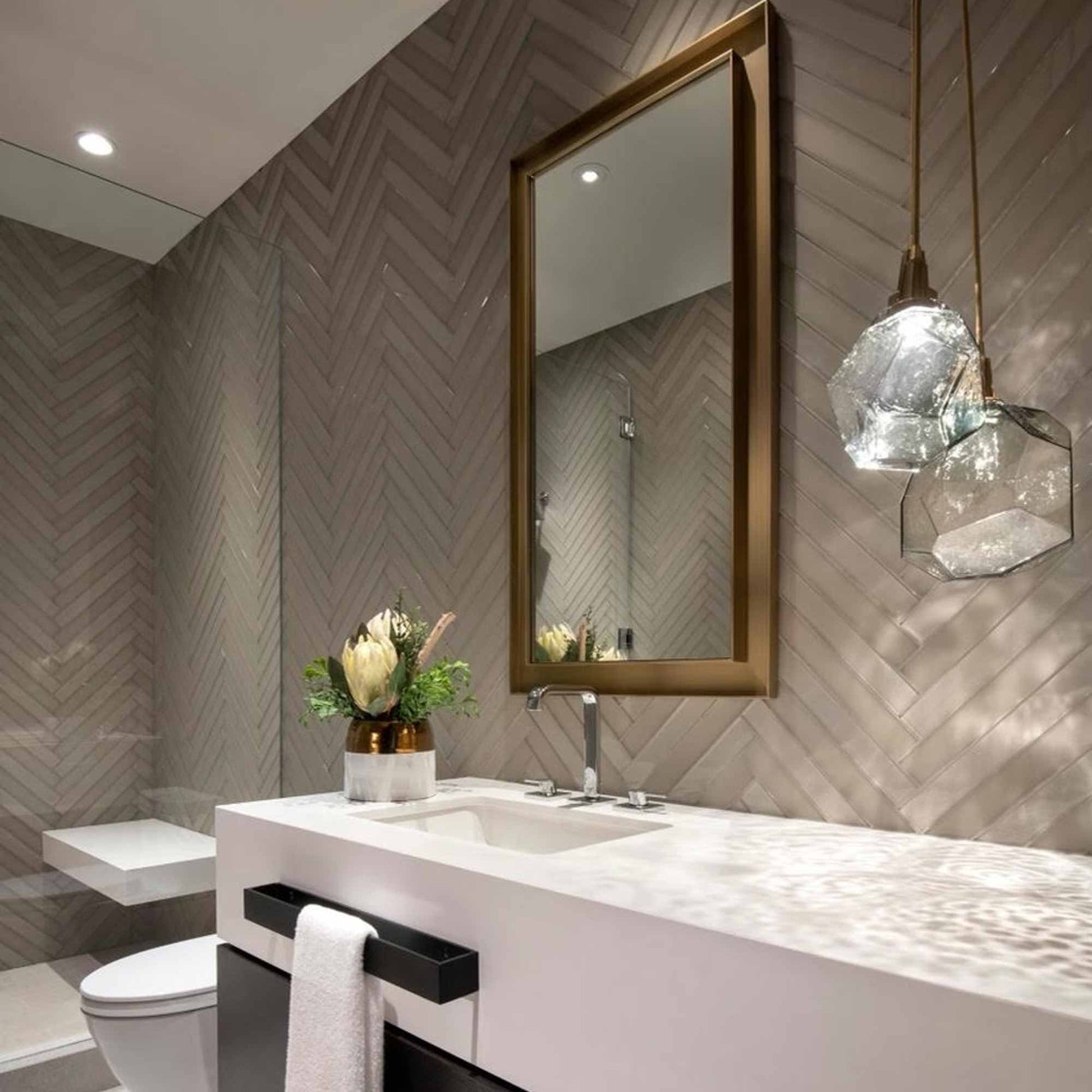 Gem Cluster LED Pendant Light in bathroom.